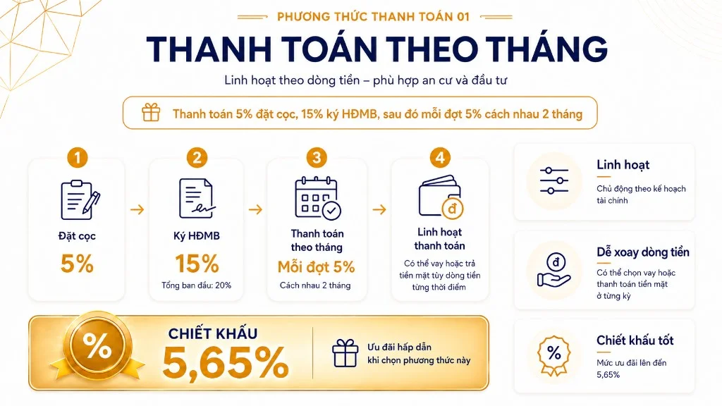 Phương thức thanh toán theo tháng – chiết khấu 5,65%