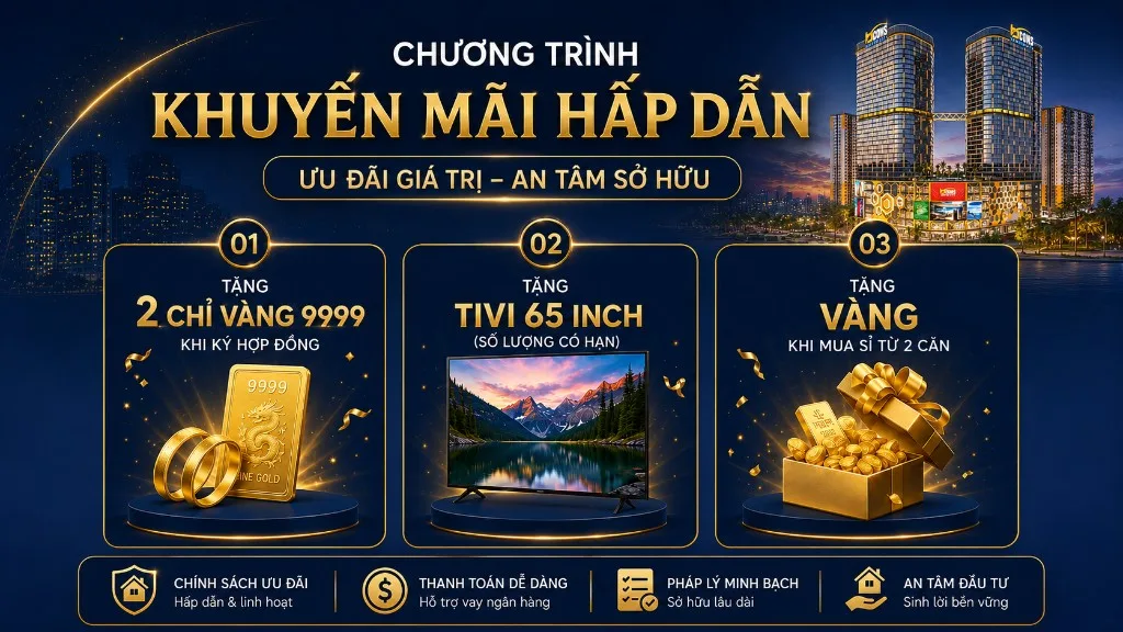 Chương trình khuyến mãi Bcons Center City – tặng vàng 9999, Tivi 65 inch, vàng mua sỉ